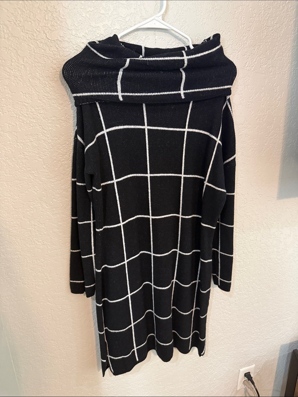 Amazon Black Windowpane Cowl Neck Sweater Dress